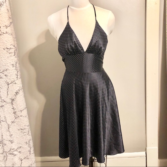 Vintage Polka Dot Halter Dress Retro 90s - Picture 1 of 7